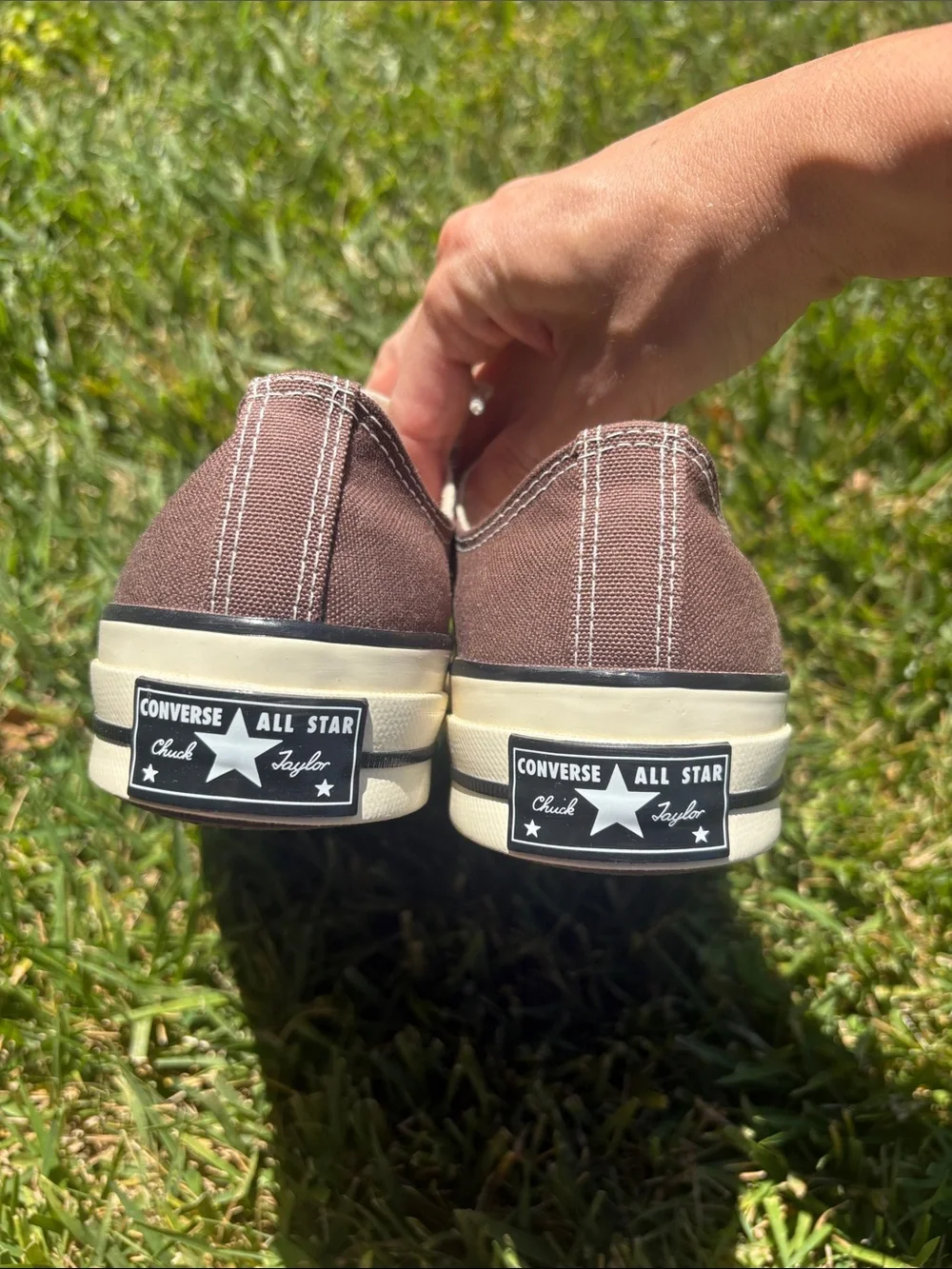 Converse Brown Canvas Low-Top Sneakers with Cream Accents - Picture 3 of 4